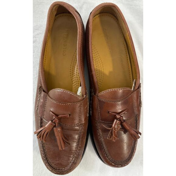 COLE HAAN Cognac Brown Tassel Loafers Men\'s 10.5 Leather Slip On Shoes main image 7